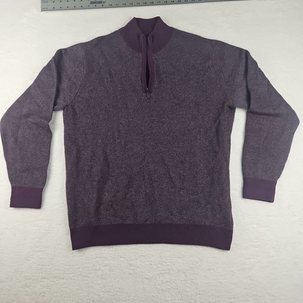 Alex Cannon Fine Lamb/Cashmere Wool Sweater Mens XL Lavender 1/4 Zip Luxury - Picture 1 of 8